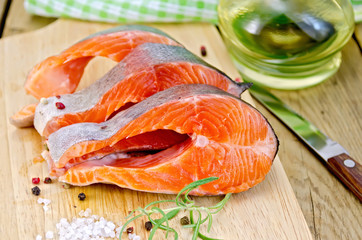 Trout with oil and salt on board