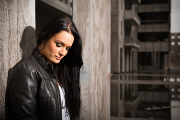 Fototapeta premium a beautiful black haired young girl
