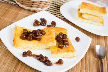 Curd Casserole with strawberry jam