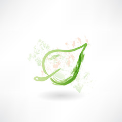 one leaf grunge icon.