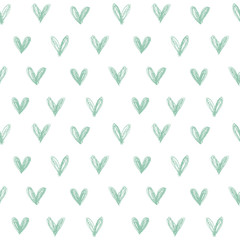 Seamless pattern with hand drawn hearts