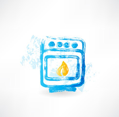 oven fire grunge icon