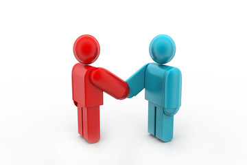 Two 3d people are shaking hands