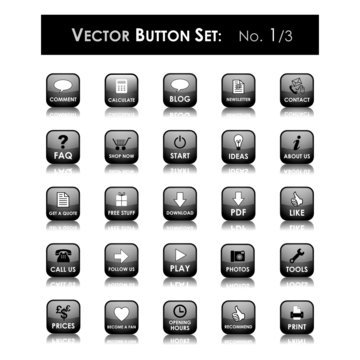 VECTOR BUTTON SET 1 (black square website internet web icons)