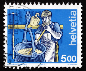 Postage stamp Switzerland 1993 Cheesemaker, Industry