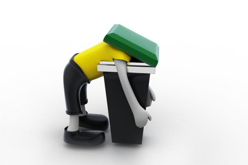 3d man in trash can