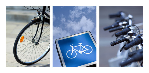 Collage sur le vélo en ville