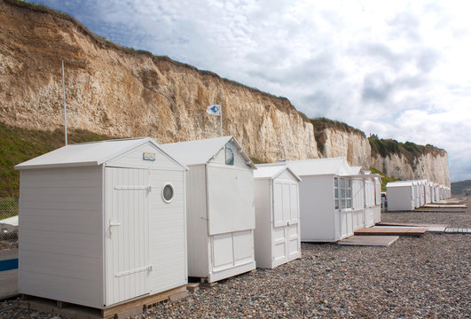 Les cabines de bord de mer de Criel sur Mer en Normandie