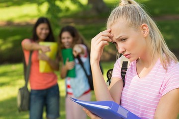 Female being bullied by group of students