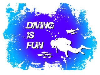 Diving is fun illustration colorée et entrainante
