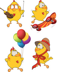 Set of Chicken Cartoons
