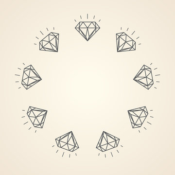 Illustration of diamonds with copy-space