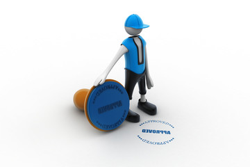 3d man with stamp