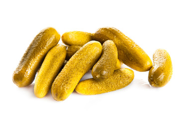 Tasty pickled cucumbers on isolated background.salty  traditiona