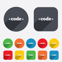 Code sign icon. Programming language symbol.