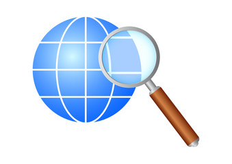 Blue globe and magnifier