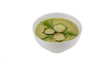 cream soup in white bowl