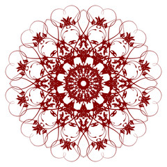 Decorative  red  flower with vintage round patterns.