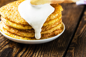 Pancake. Pancakes stack, traditional Russian pancakes - blini