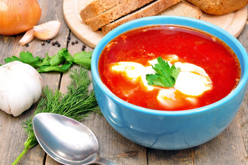 Traditional Russian-Ukrainian borscht soup