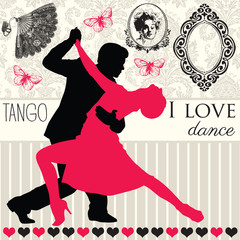 elegance tango dance vector illustrator - obrazy, fototapety, plakaty