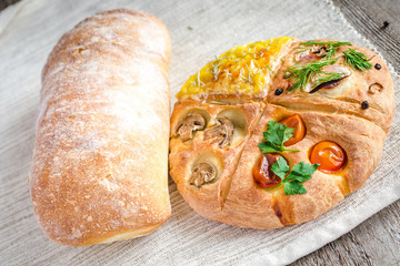 Four-Section Focaccia and ciabatta