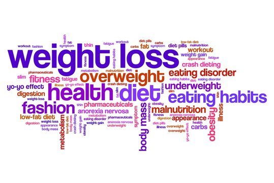 Overweight, weight loss - word cloud illustration
