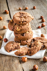 Dark chocolate and hazelnut cookies