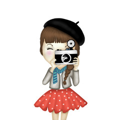 Cute girl photographer illustration 