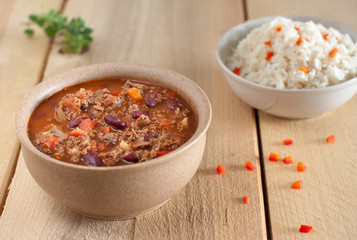 chilli con carne with rice