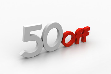 50 off, reduction sale concept