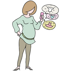 Mobile Device Shopping Pregnant Woman