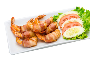Shrimps in bacon