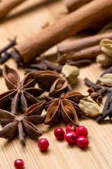 Dry multicolored spice closeup