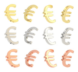 Euro currency sign set isolated
