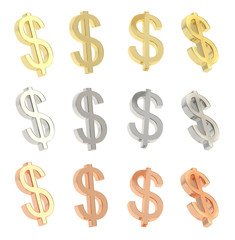Obraz premium Dollar currency sign set isolated