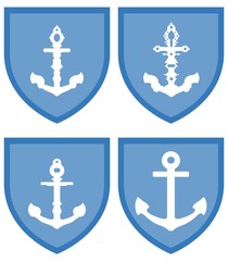 Ancres sur 4 blasons