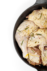 Frying pan with chicken