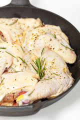 Raw Chicken with Rosemary ready to cook