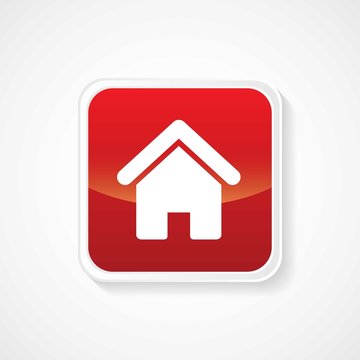 Icon of Home on Red Glossy Button. Eps-10