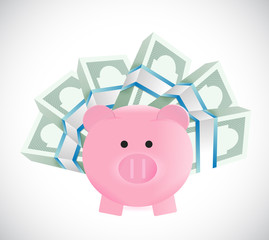 piggybank around money illustration design