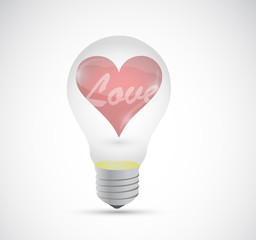 love heart inside a light bulb illustration design