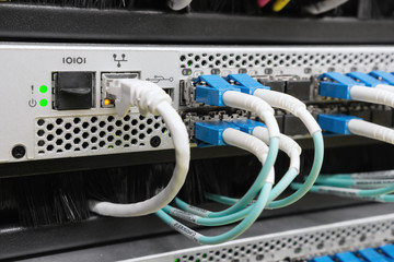 optic fiber cables connected to switch