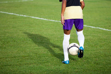 Kicking the soccer ball