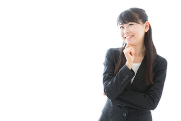 young asian businesswoman thinking