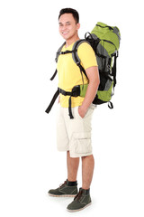male hiker with backpack