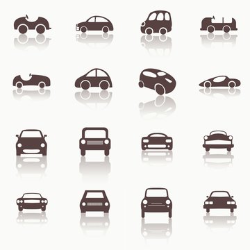 Cars icons set different vector car forms.