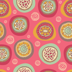 Flower motifs. Vector seamless pattern.