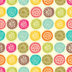 Flower motifs. Vector seamless pattern.