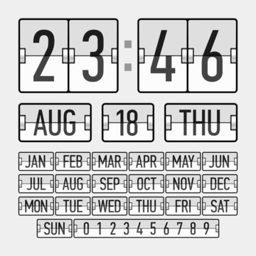 Flip clock template with time, date and day